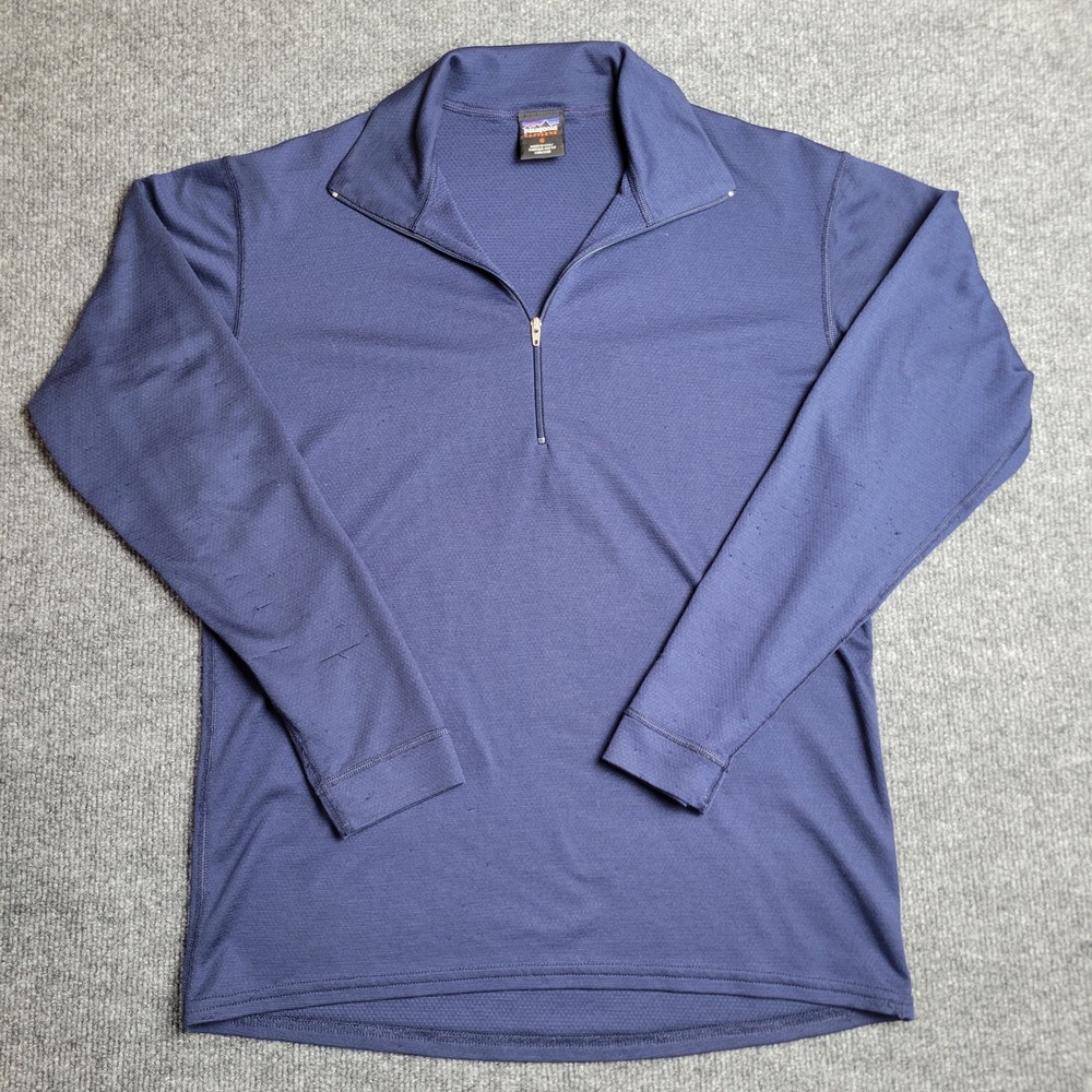 Patagonia Capilene Quarter 1/4‎ Zip Base Layer Men's S Blue Made in USA VTG READ